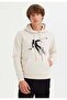 White Printed Hooded Cotton Regular Fit Men's Sweatshirt WMINK SKI