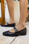 RORY WOMEN'S BLACK BUCKLE SHOES - 8