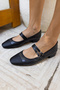 RORY WOMEN'S BLACK BUCKLE SHOES - 7