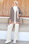 23004 Patterned Knitwear Double Suit Ecru - 4