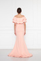 Flexible Scuba Fabric Madonna Neck Slit Maxi Length Fish Model Plus Size Powder Evening Dress 164 - 3
