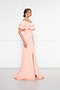 Flexible Scuba Fabric Madonna Neck Slit Maxi Length Fish Model Plus Size Powder Evening Dress 164 - 8