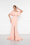 Flexible Scuba Fabric Madonna Neck Slit Maxi Length Fish Model Plus Size Powder Evening Dress 164 - 5