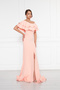 Flexible Scuba Fabric Madonna Neck Slit Maxi Length Fish Model Plus Size Powder Evening Dress 164 - 7