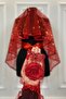 Red Authentic Vip Bridal Veil Set, Complete Sequins Beads Pearls Glowing Henna Veil Set 6 Pieces - 4