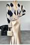 BAKLAVA PATTERNED BEIGE GRAY NAVY BLUE CARDIGAN - 2