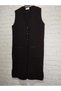 winter, 1st quality steel, acrylic knitted, 2 pockets, 3 buttons, V-neck extra long knitwear vest - 2
