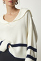 Women's Bone Shawl Collar Striped Knitwear Sweater FN03131 - 6