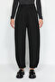 Siyah Pileli Geniş/Rahat Kesim Yüksek Bel Havuç Fit İnterlok Örme Pantolon TWOAW24PL00143 - 10