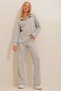 Gray Polo Collar Top and Palazzon Pants Knitwear Bottom Top Set Alc-796-001 - 2