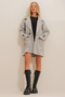 Women's Gray Double Breasted Collar Double Pocket Cuffed Oversize Stamp Coat ALC-X10953 - 4