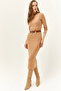 Women's Biscuit Lycra Raised Long Camisole Dress ELB-19000750