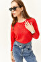 Women's Pomegranate Flower Crew Neck Bat Soft Textured Blouse BLZ-19002385 - 3