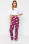 Purple 100% Cotton Heart Knitted Pajama Bottom Thmaw24Pj00003