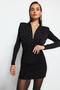 Siyah Taşlı Vatkalı Örme Body TPRAW24BD00043 - 5