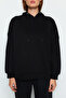 Black Thick Fleece Back Printed Oversize/Wide Fit Knitted Sweatshirt TWOAW23SW00904 - 5