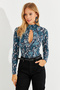Women's Petrol Front Drop Snake Pattern Blouse LPP1236 - 7