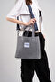 M Bag Women's Gray Waxed Canvas Antique Bag Navy Blue Shoulder Strap Tote Bag