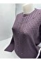 EMBOSSED PATTERNED STONE DETAILED REGULAR SIZE KNITWEAR WOMEN'S MOTHER SWEATER - 3