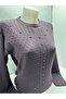 EMBOSSED PATTERNED STONE DETAILED REGULAR SIZE KNITWEAR WOMEN'S MOTHER SWEATER - 2