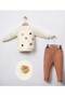 Open Tan Knitted Detailed Pune Original 2-Piece Girl Baby Set - 2