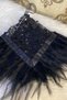 Black Authentic Vip Bridal Handkerchief, Halay Albanian Handkerchief with Beaded Pearl Sequins and Feather Detail - 3