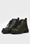 WOMEN'S GREEN GENUINE LEATHER NUMBER 35-41 LACE-UP BOOTS & BOOTIES - 4