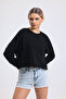women's black crew-neck oversize sweatshirt - 4