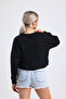 women's black crew-neck oversize sweatshirt - 6