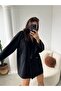 Women's Oversize Pocketed Cashmere Coat Black - 3