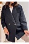 Women's Oversize Pocketed Cashmere Coat Black - 4