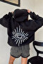 Unisex Black 3 Thread Eye Printed Oversize Hooded Sweatshirt - 2