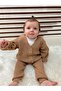 Thessaloniki Knitwear Wooden Buttoned Oversize Basic Unisex Model A.brown Cardigan - 2