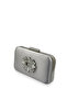 Silver Gray Color Satin Silver Case Silver Stone Evening Bag Evening Bag Wedding Engagement Portfolio - 2