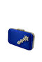 Cobalt Blue Color Satin Silver Case Silver Stone Evening Bag Evening Bag Wedding Engagement Portfolio - 2