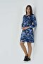 40252 BLUE CAMOUFLAGE PATTERN HOODED LONG SLEEVE KNITTED DRESS - 2