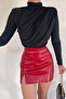 Black Draped Turtleneck Blouse - 3