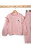 Girl's Cotton Knitted Panda Embroidered Tracksuit Set - 2