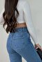 Medium Blue Women's Loose Stretch Fabric 90's Super High Loose-Leg Jeans Palazzo Pants - 4