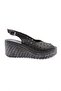 Wedge Heeled Sandals Black Genuine Leather 291183219