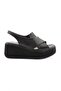 Women's Cross Strap Thick Sole Sandals Black Genuine Leather 69173335