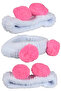 Light Blue Pink Pompom Plush Bandana Makeup Spa Hair Band - 2