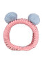 Dusty Rose Blue Pompom Plush Bandana Makeup Spa Hair Band - 3