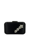 Black Color Satin Silver Case Silver Stone Evening Bag Evening Bag Wedding Engagement Portfolio - 2