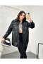 Women's Black Pocket Faux Leather Jacket Shirt - 3