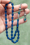 Gift Rosary, Water Blue Fire Amber Rosary with Silver Kazaz Tassel