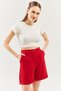 White Short Sleeve Crew Neck Fitted 100% Cotton Camisole Stretchy Crop Blouse - 2