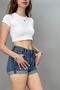 Women's Crop Crew Neck T-shirt Lycra Cotton