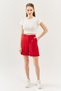 White Short Sleeve Crew Neck Fitted 100% Cotton Camisole Stretchy Crop Blouse - 3