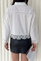 Women's White Lace Guipure Detailed Design Cotton Shirt - 5